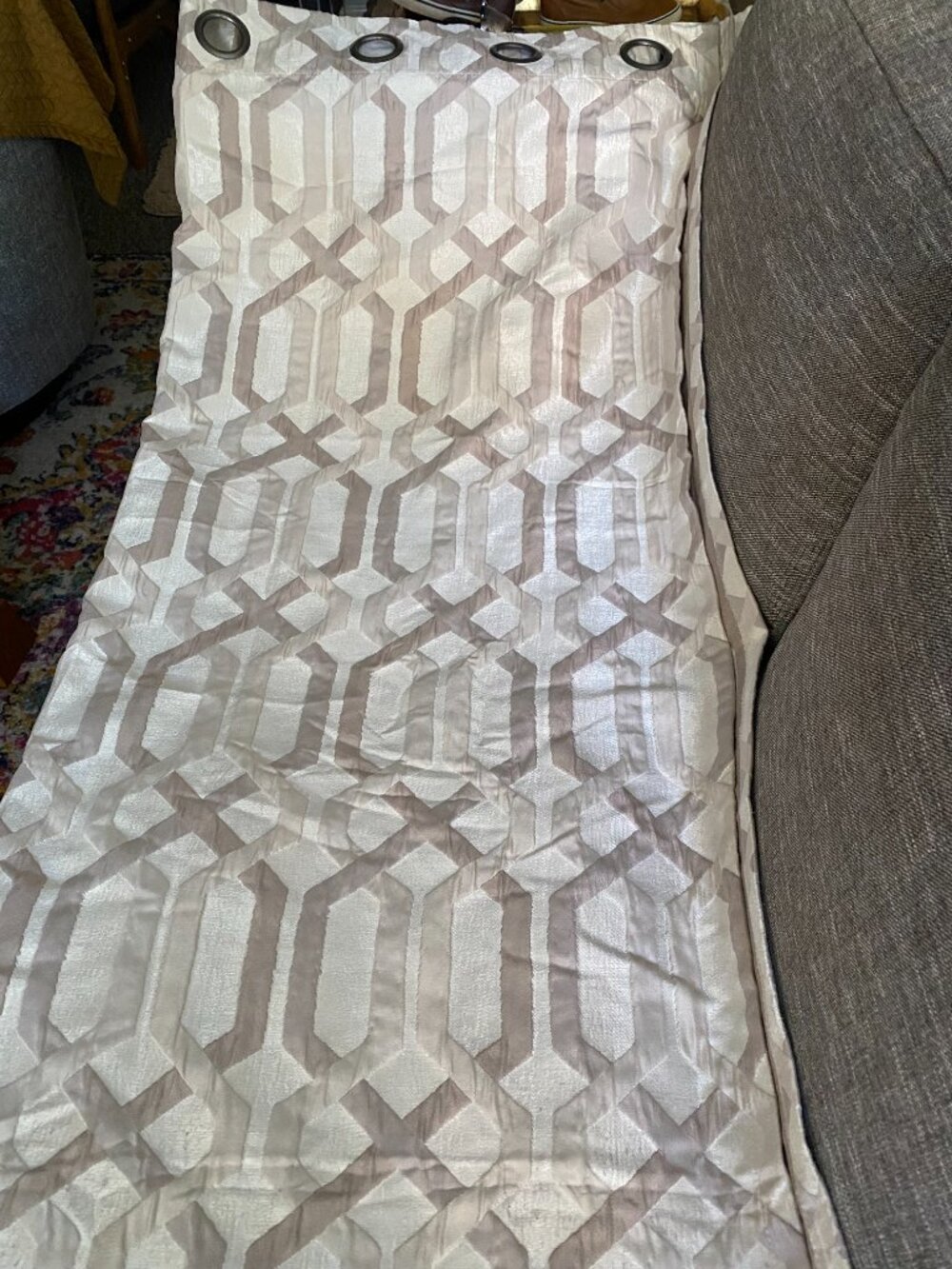 Beautiful neutral beige/cream curtains and semi sheers set 52" x 94" (4 panels)